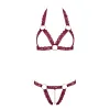 Soutien-gorge ouvert et string rouge à larges bandes sexy - R2213010