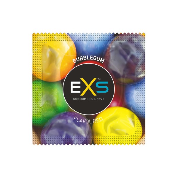 Préservatifs x2 lubrifiés en latex goût bubble gum 54mm - EXS400GUM