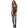 Bodystocking noir effet body jarretelles dentelle résille avec multiples bretelles - ML1783BLK