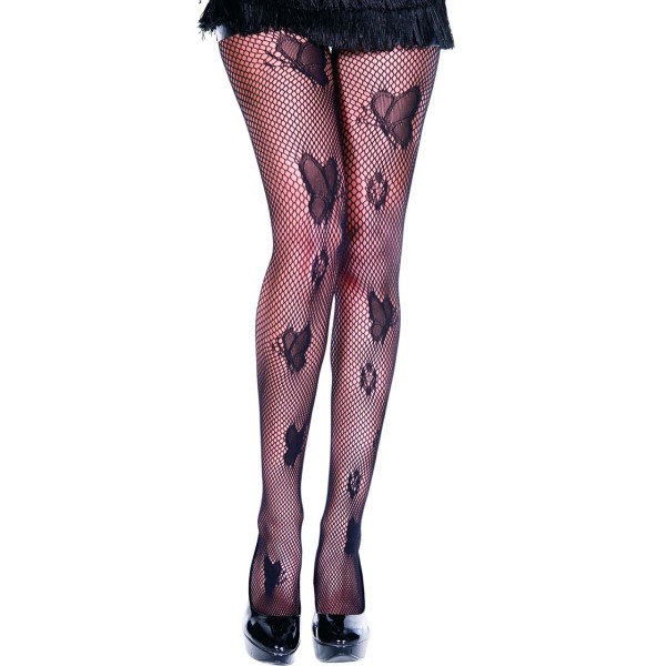 Collant sexy résille noir avec papillons - MH50020BLK