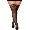 Bas noir grande taille avec jarretières leopard - DG0432XLEB