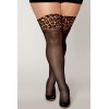 Bas noir grande taille avec jarretières leopard - DG0432XLEB