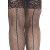 Bas noirs grande taille résille avec coutures - MH4919XBLK