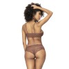 Ensemble 2 pièces, top et tanga en dentelle couleur cacao - MAL207COCO