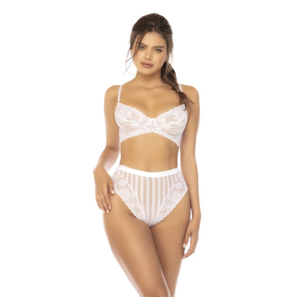 Ensemble 2 pièces blanc Emberly, soutien gorge et culotte taille haute - MAL8842WHT