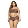 Ensemble 2 pièces en dentelle grande taille, top à bretelles et shorty couleur cacao - MAL206XCOCO