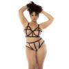 Ensemble 2 pièces noir et chair Havana grande taille, soutien gorge avec armatures et culotte taille haute - MAL8849XNUBK