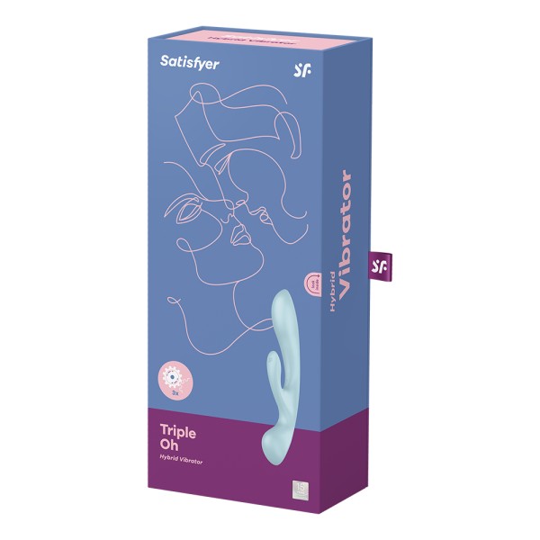 2 en 1 Rabbit point G avec stimulateur de clitoris et Wand Bleu USB Triple Oh Satisfyer - CC597813