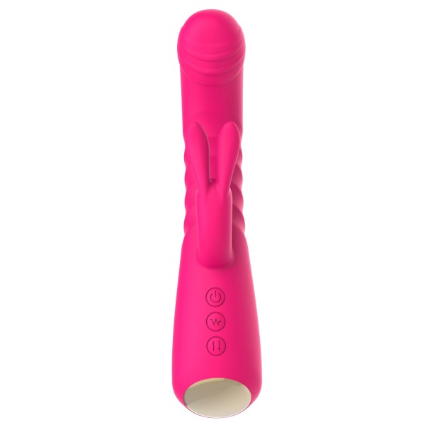 Vibromasseur rabbit rose chauffant avec fonction va-et-vient, USB - WS-NV040