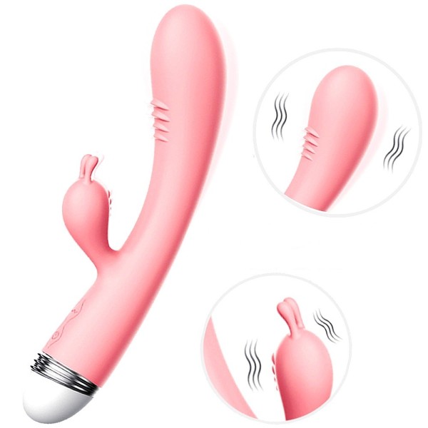 Vibromasseur Rabbit rose vintage 10 vitesse USB - TOZ-053BPNK