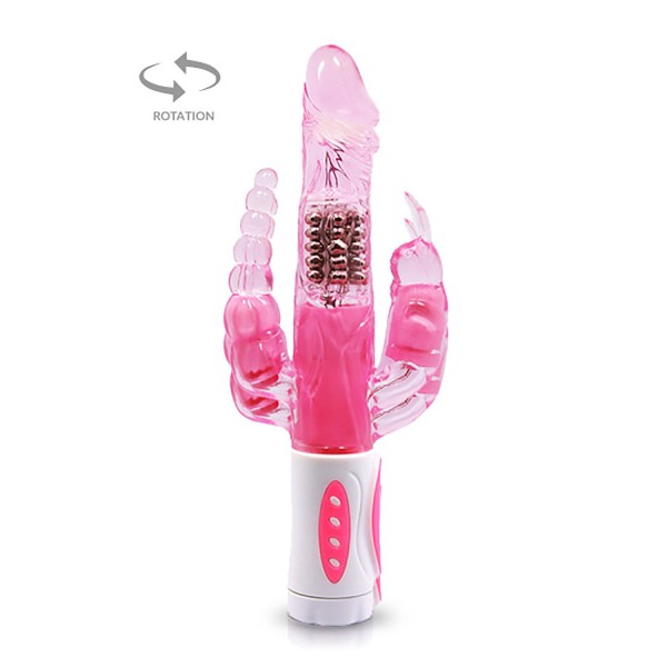 Vibromasseur rabbit rotatif triple stimulation - CC530136