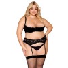 Soutien-gorge, grande taille, Demi-seins à armatures en dentelle noire - DG13252XBLK