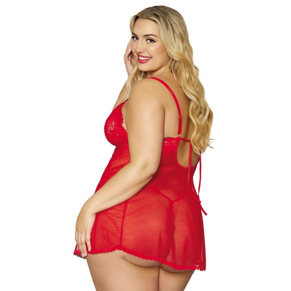 Nuisette et string rouge grande taille - DG12701XRED