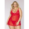 Nuisette et string rouge grande taille - DG12701XRED