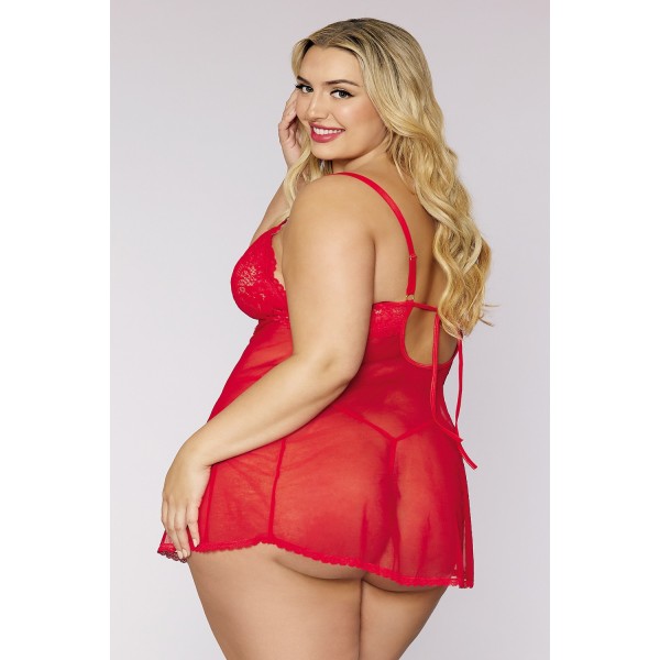 Nuisette et string rouge grande taille - DG12701XRED