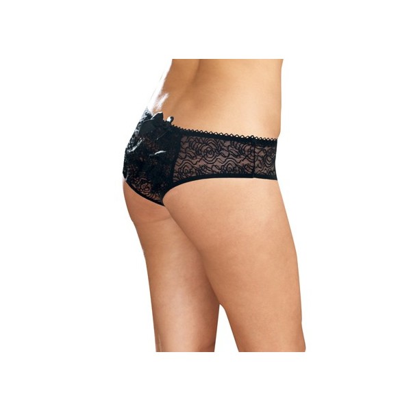 Panty taille basse, ouvert, fronces au dos - DG1300XBLK