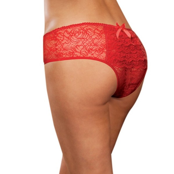 Panty taille basse, ouvert, fronces au dos - DG1300XRED