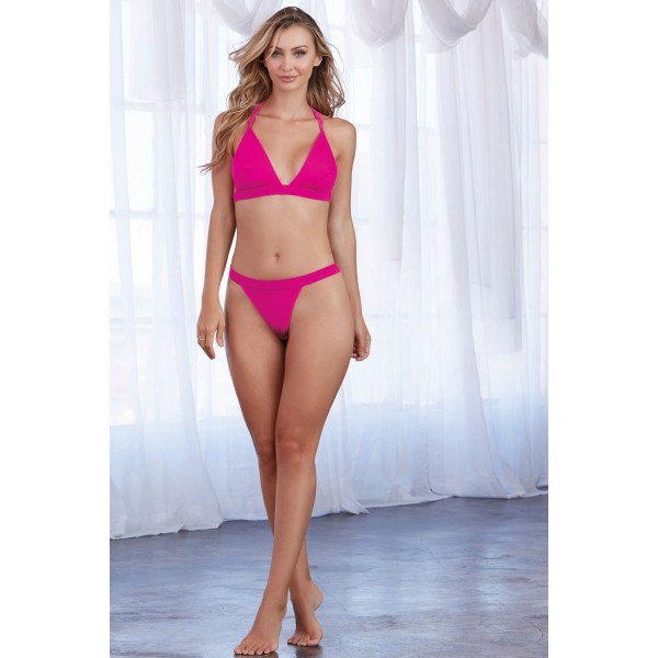 Ensemble magenta jersey et dentelle - DG11074MAG