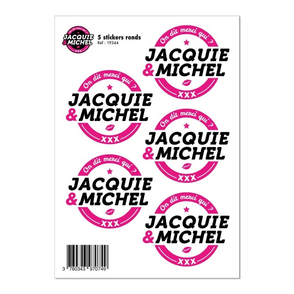 5 stickers JM blanc logo rond