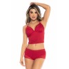 Pyjama 2 pièces rouge top et short - MAL7533RED