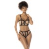 Ensemble 2 pièces noir et chair Havana, en fine résille, soutien gorge avec armatures et culotte taille haute - MAL8849NUBK