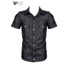 Chemise manches courtes wetlook noire Luca - Regnes