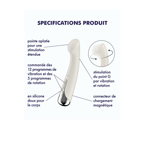 Vibromasseur point G tête rotative blanc USB Spinning g-spot 1 Satisfyer - CC597857