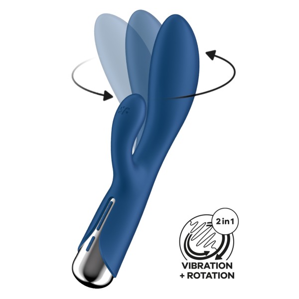 Vibromasseur rabbit USB tête rotative bleu Spinning Rabbit 1 Satisfyer - CC597856