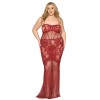 Nuisette longue grande taille en résille rouge - DG0487XRED