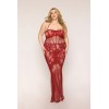 Nuisette longue grande taille en résille rouge - DG0487XRED