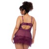 Nuisette en dentelle grande taille bordeaux et string assorti - MAL7554XWINE