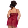 Nuisette grande taille couleur framboise et string - MAL7555XROSW