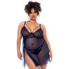 Nuisette grande taille bleu nuit et string - MAL7555XMNBL