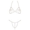 Soutien-gorge et string bijoux en chaînettes dorées et strass irisés - R24505186001