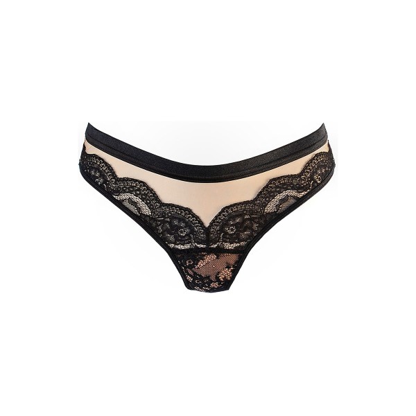 String tulle et dentelle noir V-10718 - Axami