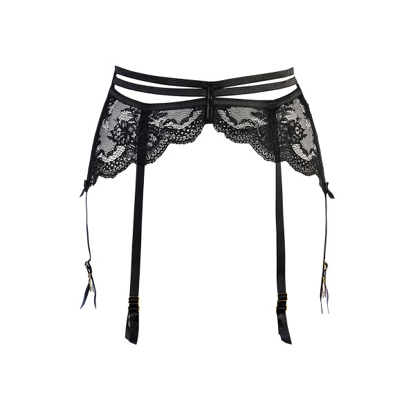 Porte-jarretelles tulle et dentelle noir V-10712 - Axami 