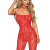 Bodystocking sans couture, fantaisie rouge avec chainettes amovibles - DG0518POI