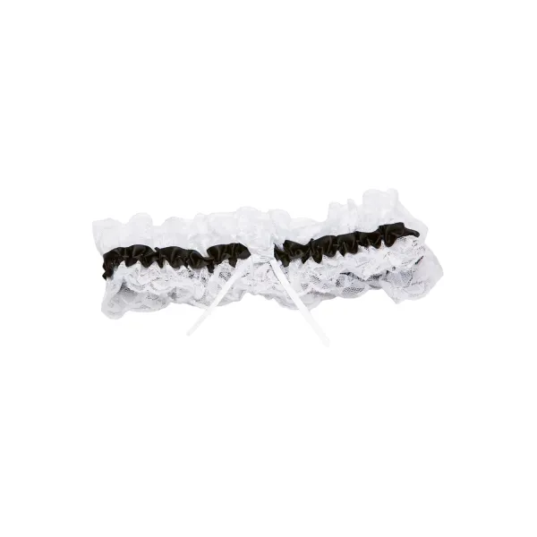 Jarretière dentelle blanche ruban noir - SOH19BLK