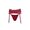 Porte-jarretelles en dentelle rouge avec string assorti - R232187430