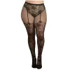 Collant grande taille dentelle et résille dans un style culotte taille haute - DG0346XBLK