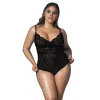 Body dentelle noire,  rayé en dentelle et fine résille - MAL8631XBLK