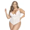 Body string grande taille ouvert à l'entrejambe, en dentelle blanche - MAL8674XWHT