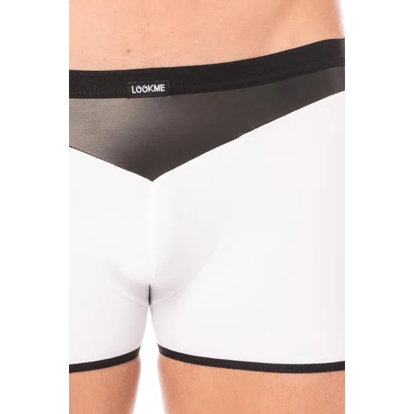 Boxer blanc simili cuir brillant - LM2001-67WHT