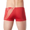 Boxer rouge sexy avec bandes fine résille et déco zippée - LM808-67RED