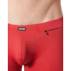 Boxer rouge sexy avec bandes fine résille et déco zippée - LM808-67RED