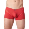 Boxer rouge sexy avec fine résille en V - LM805-67RED