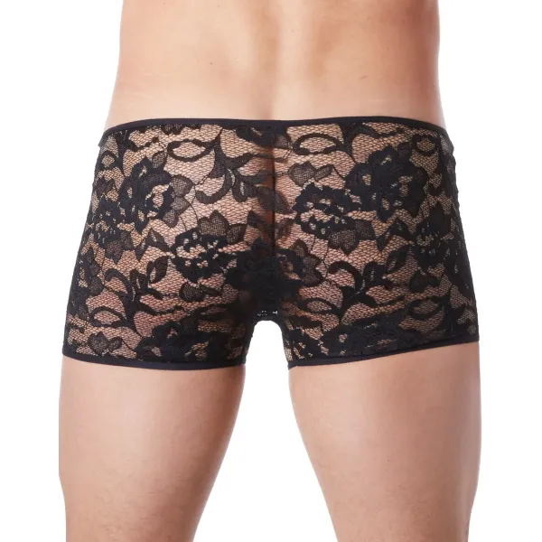 Boxer noir en fine dentelle avec légère transparence - LM706-67BLK