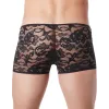 Boxer noir en fine dentelle avec légère transparence - LM706-67BLK