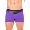 Boxer violet simili cuir brillant - LM2001-67PUR