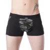 Boxer noir sexy armée déco camouflage côtés résille filet - LM814-67BLK